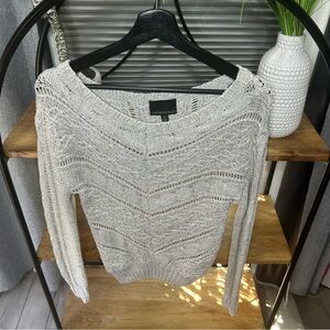 Cynthia Rowley Sparkle Shimmer Taupe and silver Open-Knit Sweater Women’s Medium